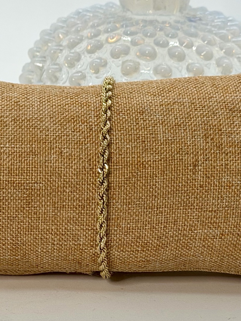 14K Yellow Gold Rope Bracelet 8” 3mm 7.650g Heavy Vintage